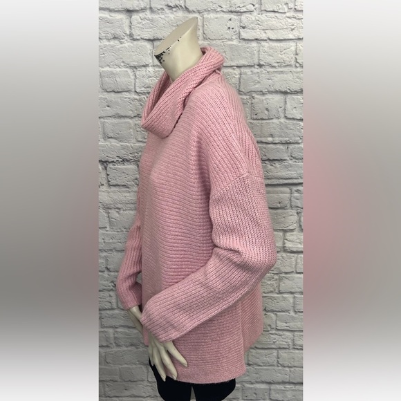 J. CREW PINK CHUNKY KNIT LONG SLEEVE COWL NECK SWEATER SIZE L - Picture 2 of 4